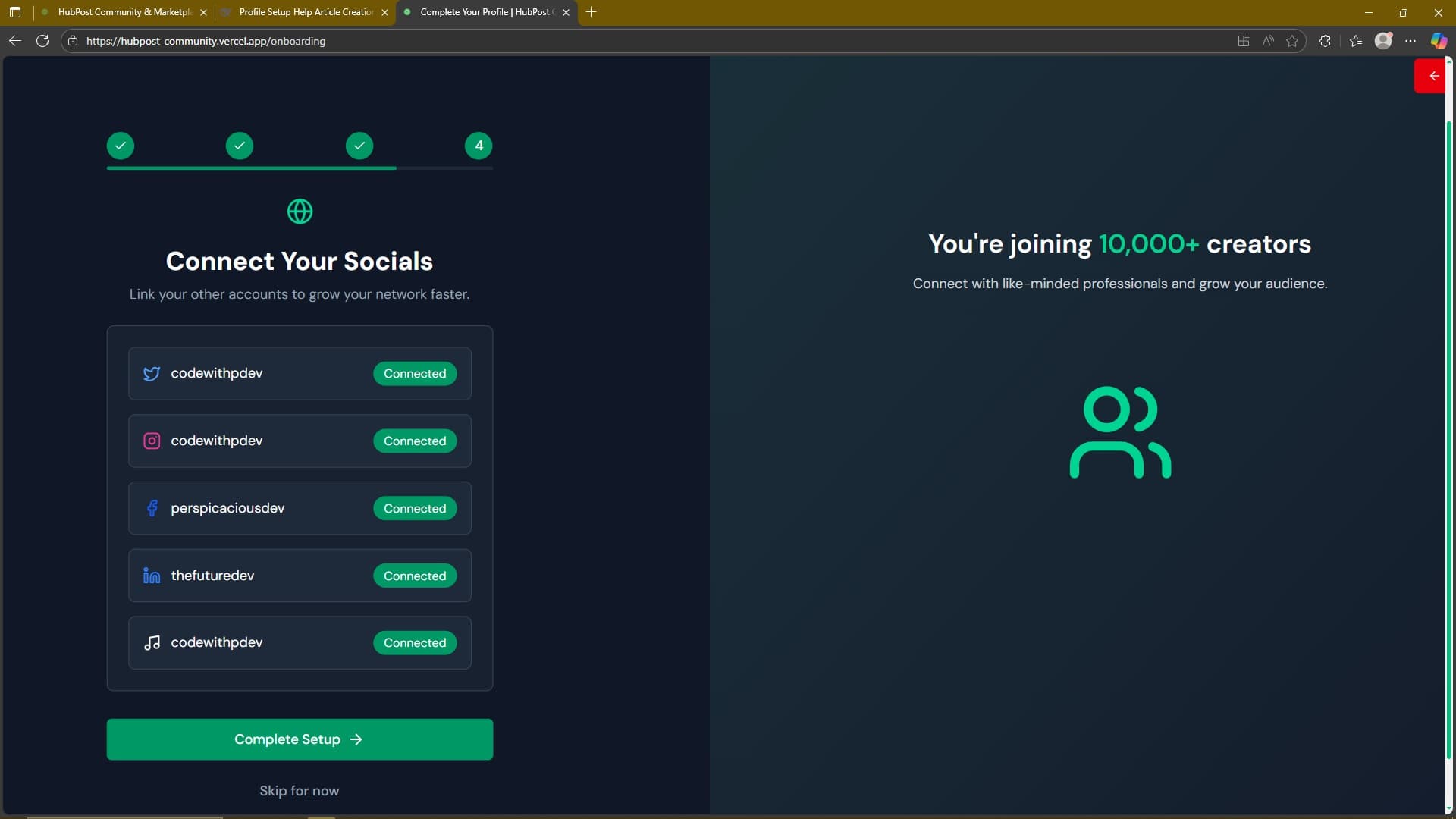 Screenshot for Connect Social Accounts